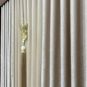 rideau prêt à poser gris et beige 5 mètres